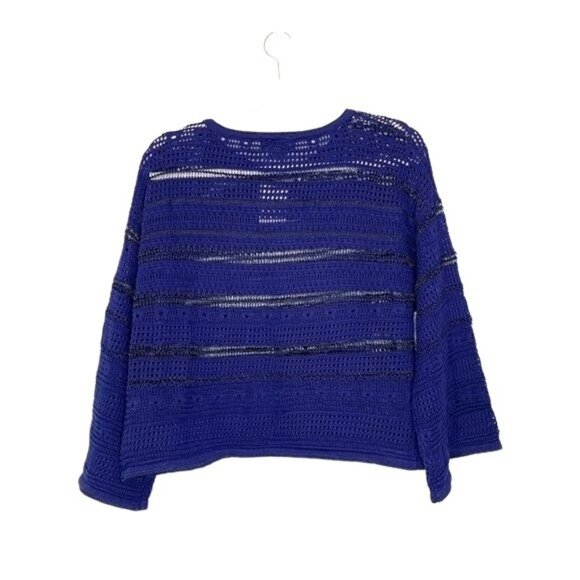 Cotton Emporium Pointelle Boat Neck Sweater Size Large Navy Long Sleeve Sz L New - Picture 5 of 8